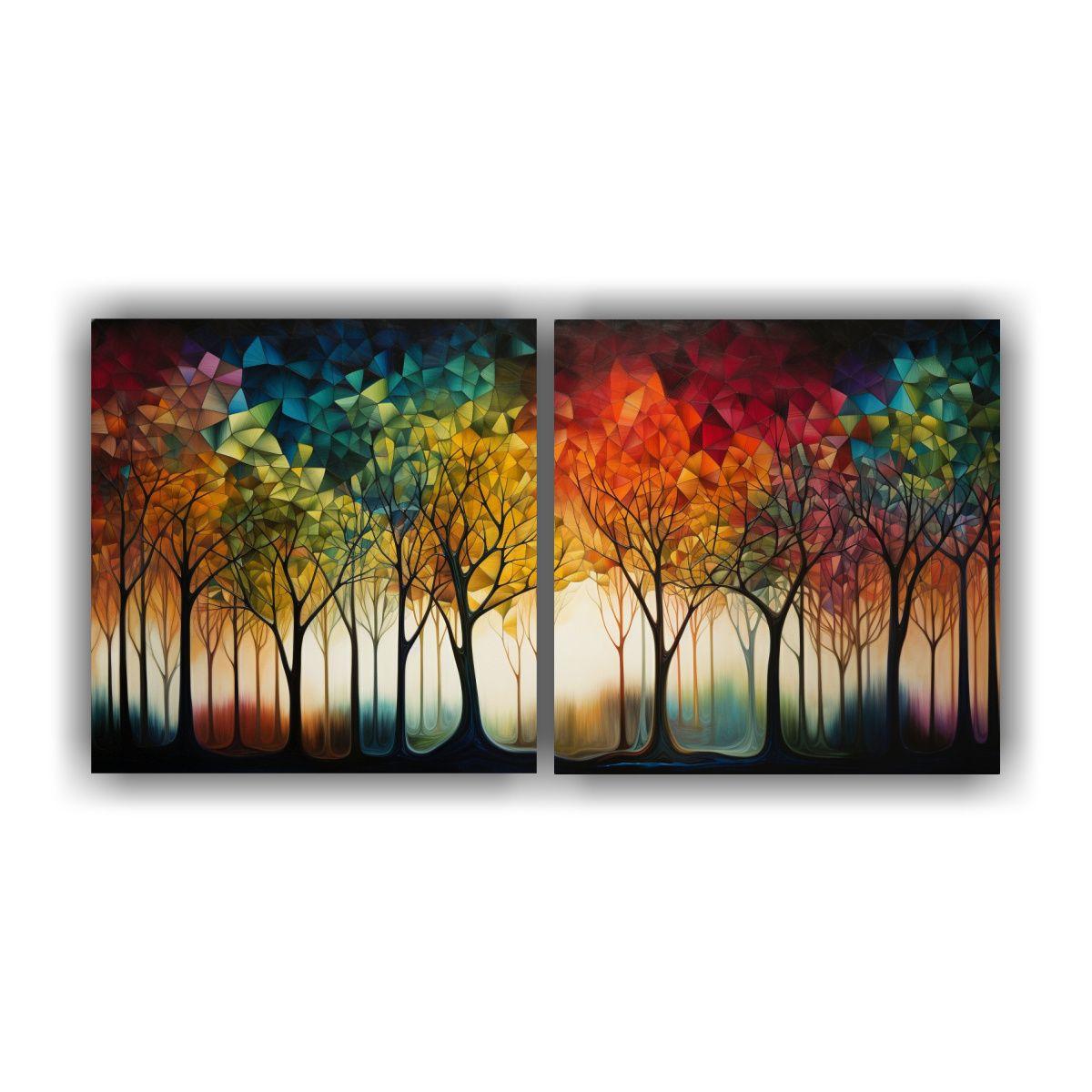 Pinturas Abstractas De árboles: Riqueza Visual 100x50 Cm-0