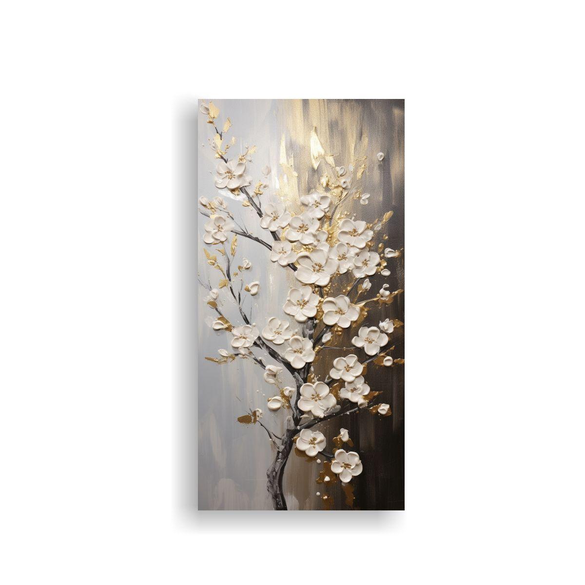 Pintura Lienzo Moderna Simetría Flores De Cerezo 20x40cm-0