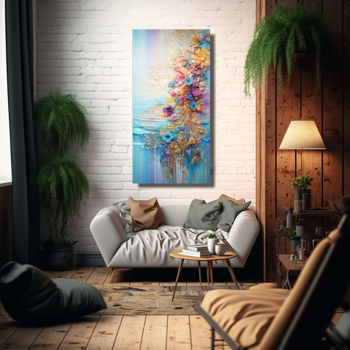 Cuadro Arcoíris Y Dorado En Estilo Temático 70x140cm-2