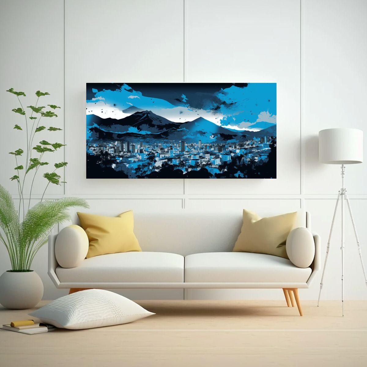 Pinturas Decorativas En Negro Y Azul Para Impacto  140x70cm-2
