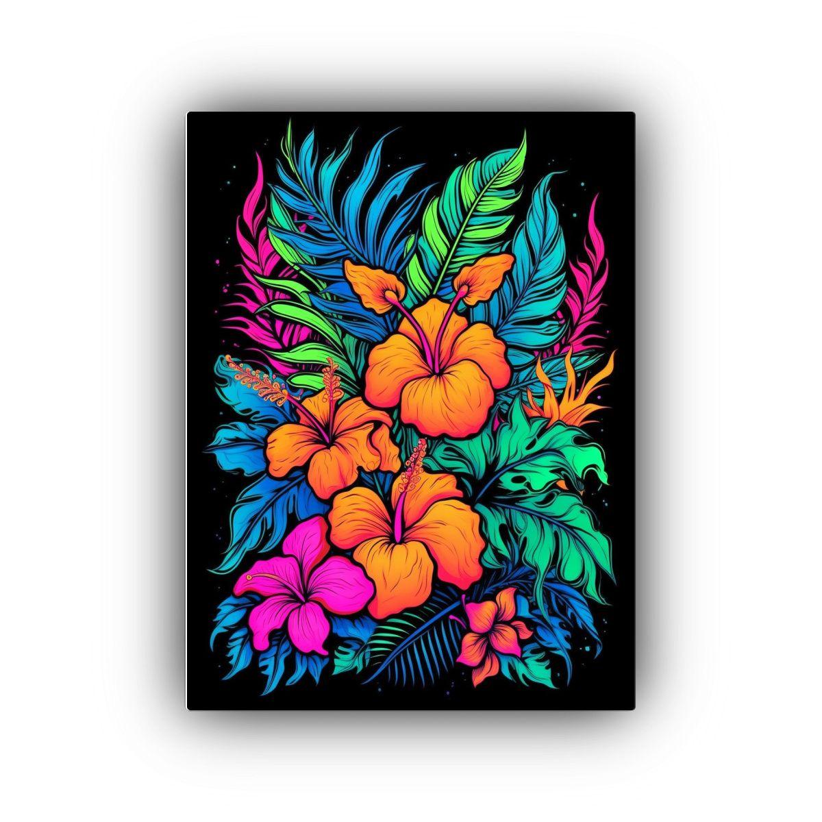 Pintura Neón Con Diseño Intenso De Lienzo 50x65cm-0