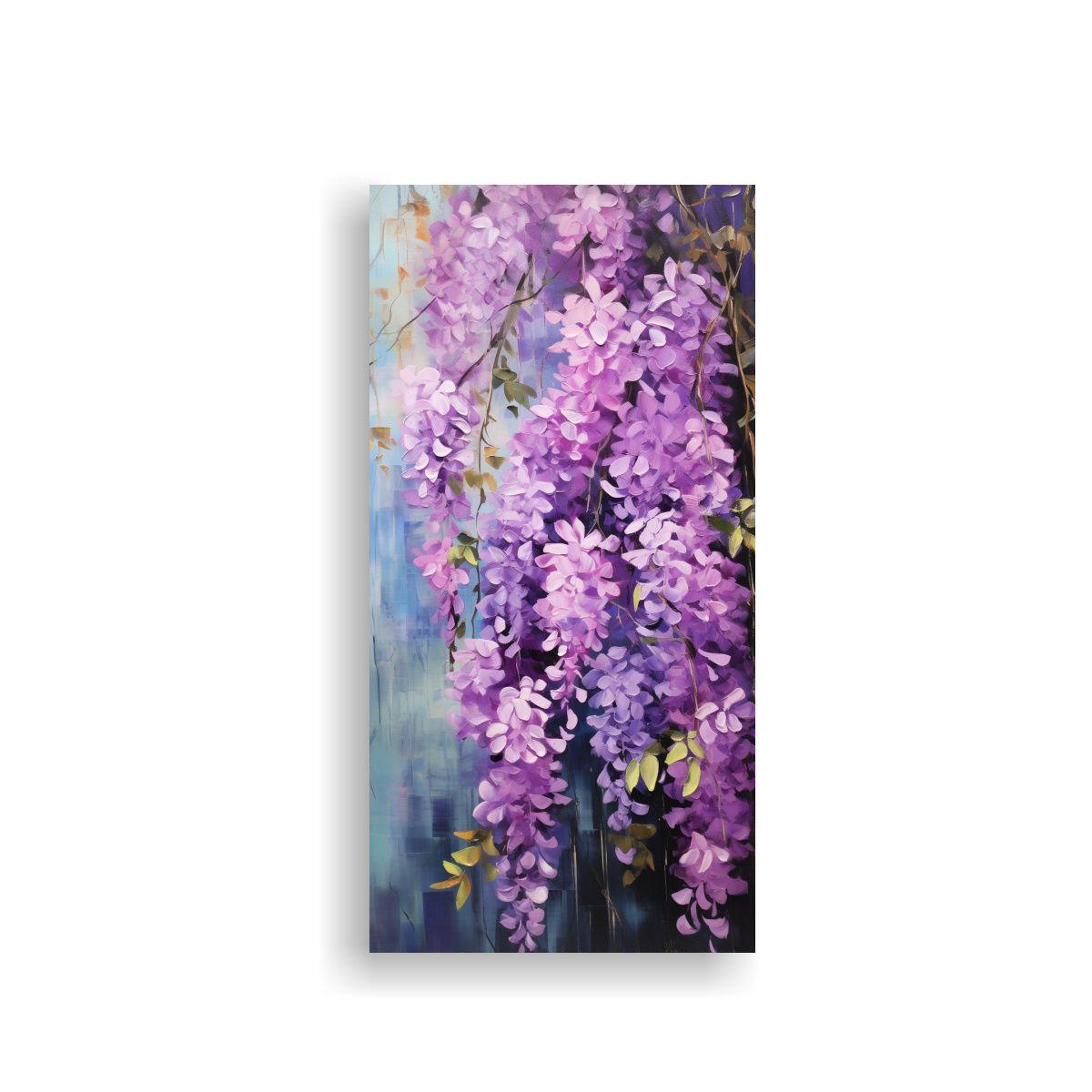 Pintura Abstracta De Flores De Glicina Canva 30x60cm-0