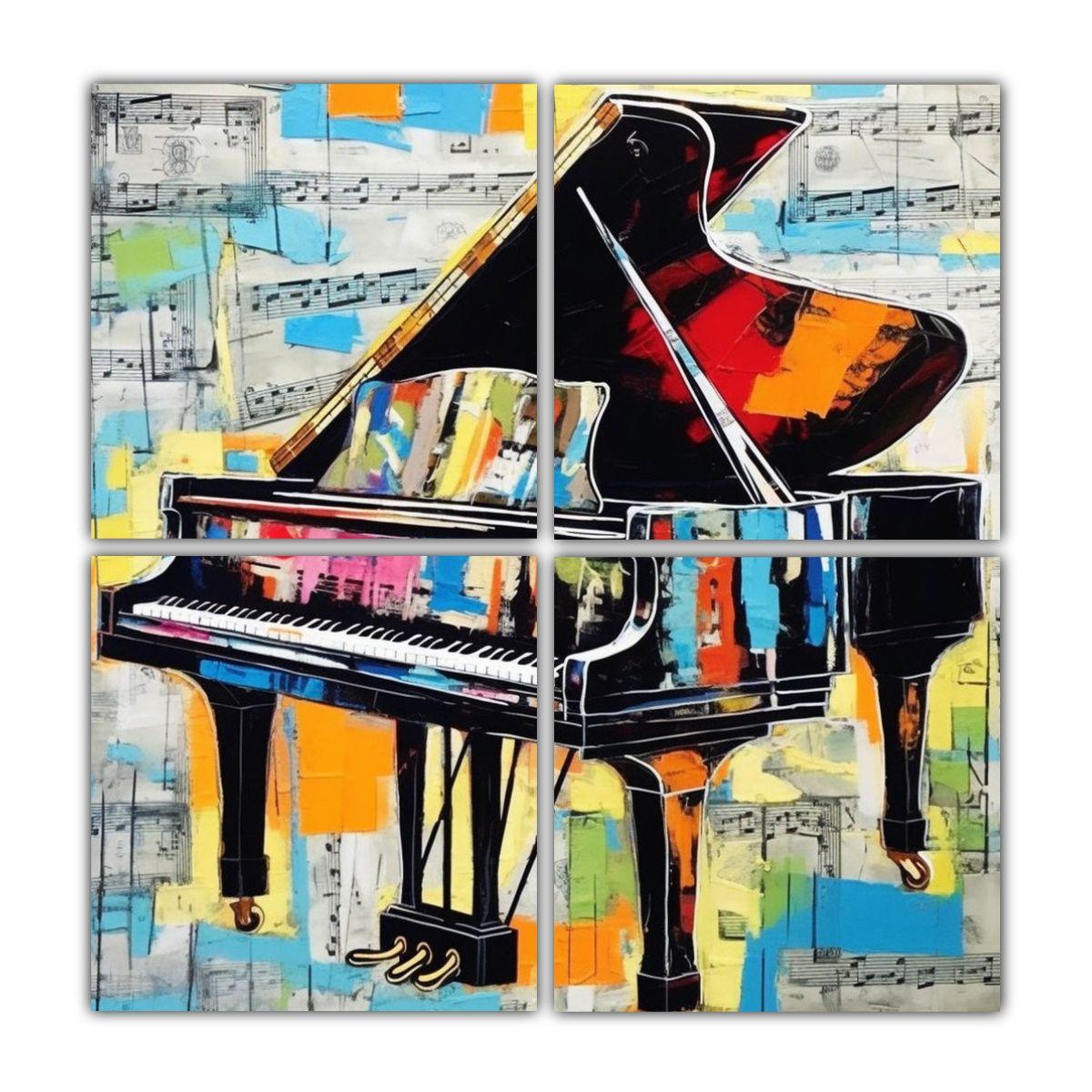 Cuatro Composición Calidos Regalo Arte Estilo 140x140 Cm-0