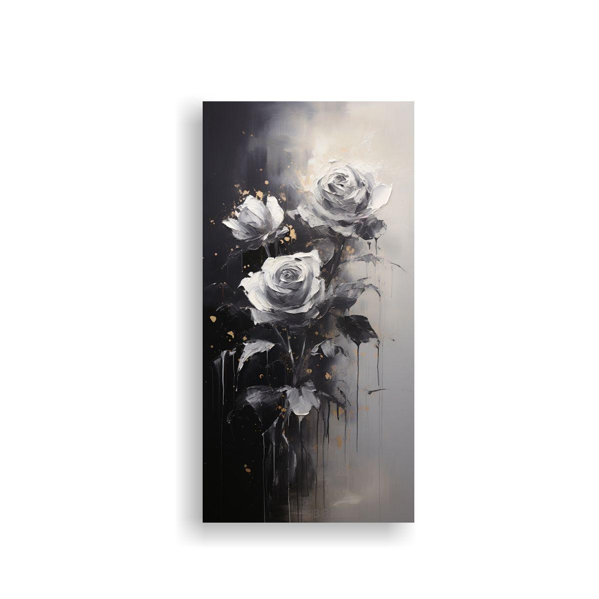 Pintura En Lienzo Estilo Roses Negras En Arte 30x60cm-0