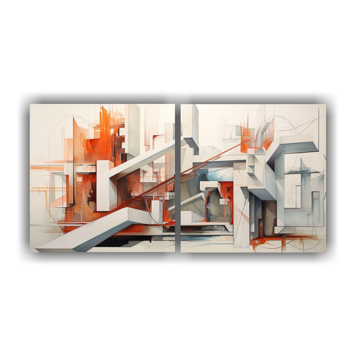 Conjunto De 2 Lienzos De Tela Abstracta 80x40 Cm-0