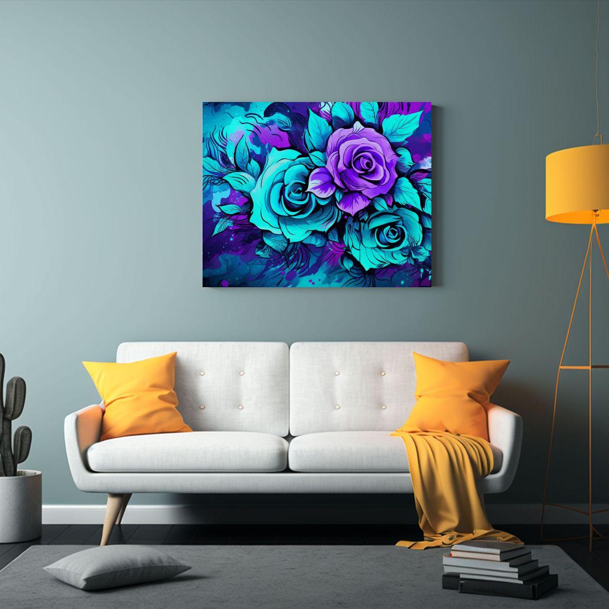 Cuadro Venta: Representación Púrpura Y Turquesa 65x50cm-2