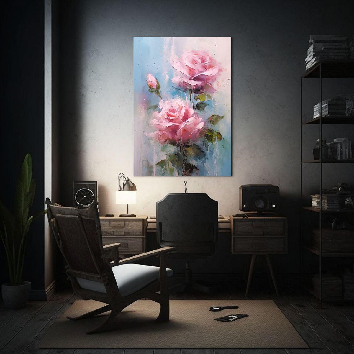 Pintura Rosa Con Composición Abstracción 20x30cm-2