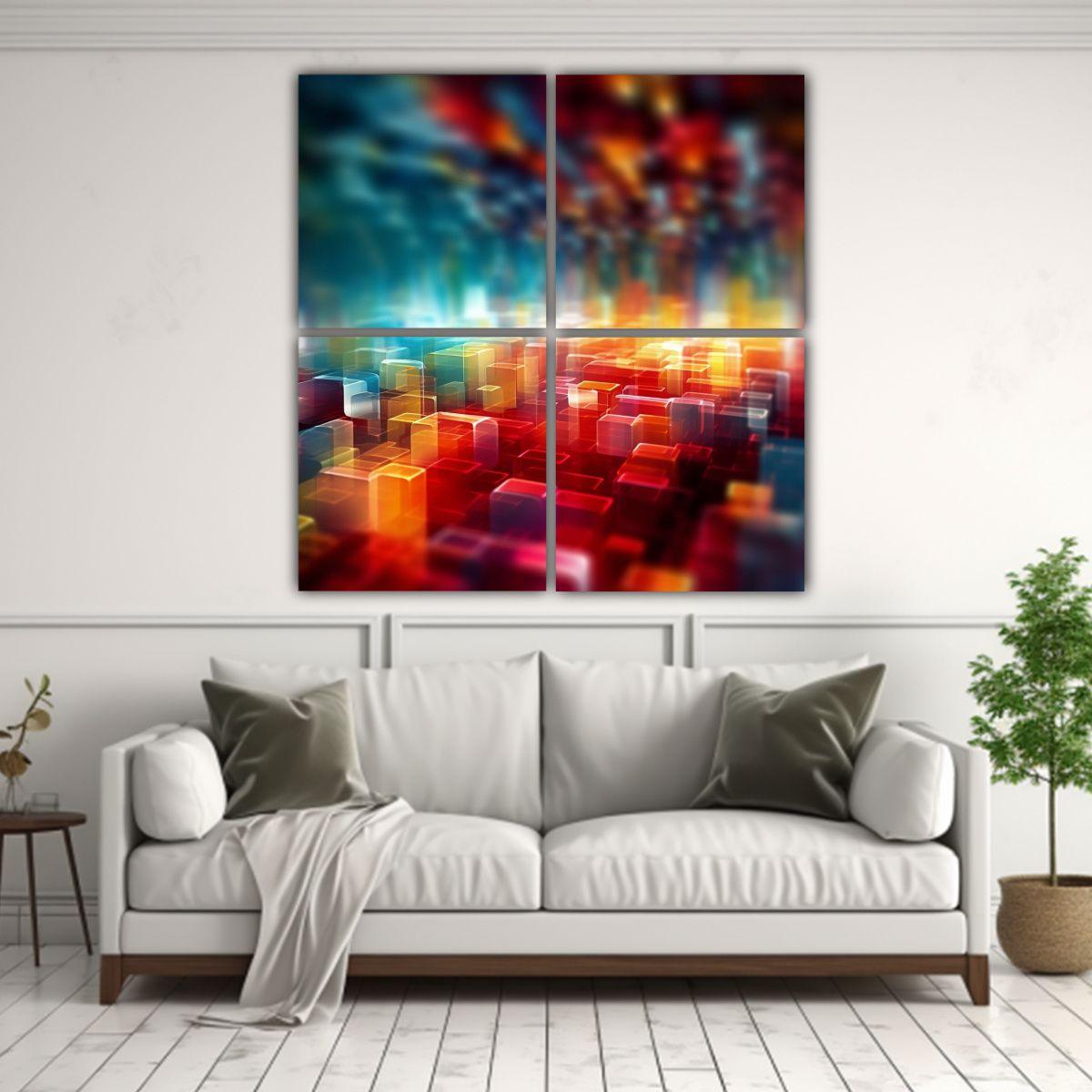 Lienzos Bastidor Dibujo Figuras Abstracto 80x80 Cm-2