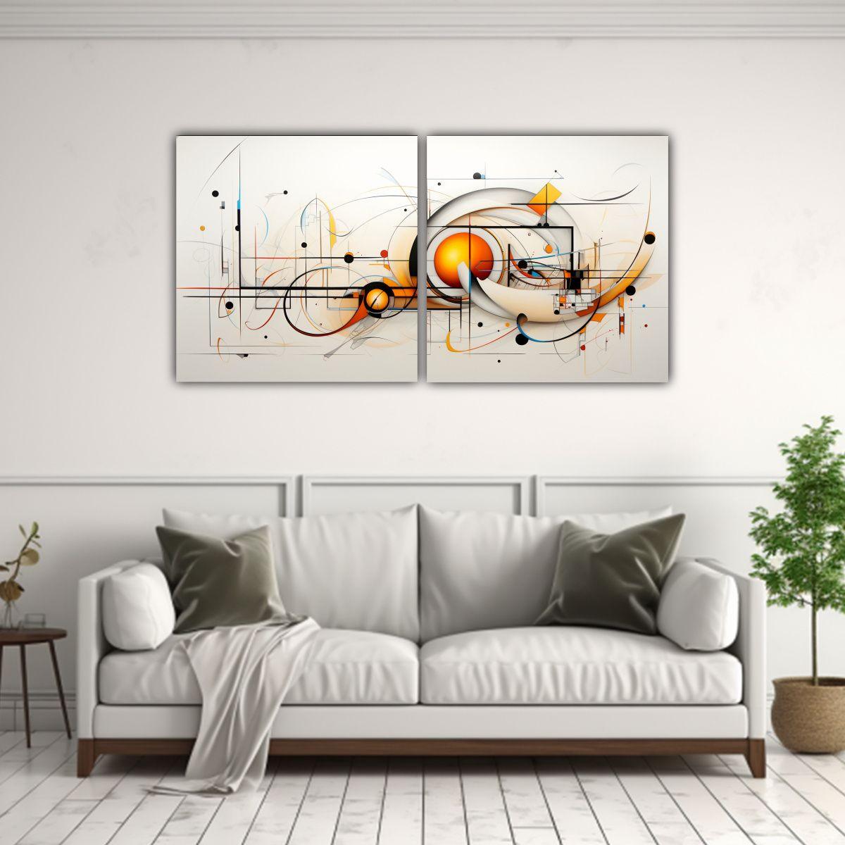 Cuadros Abstractos Lineales Con Inspiración 120x60 Cm-2