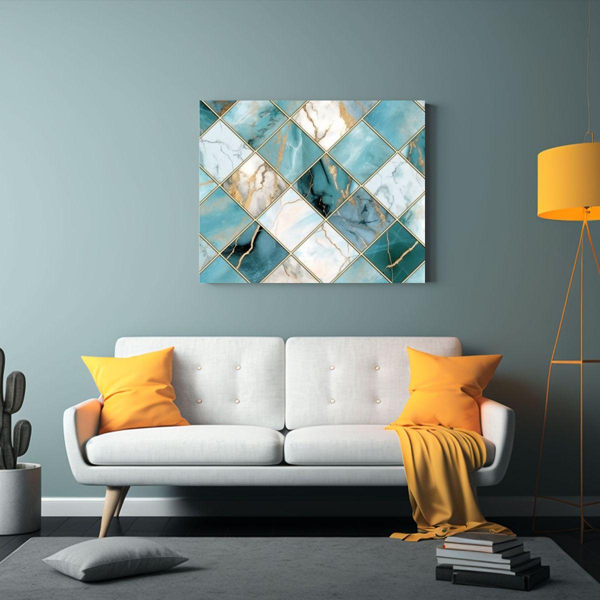 Patrón De Mármol Moderno En Turquesa Para Decoración De L 65x50cm-2