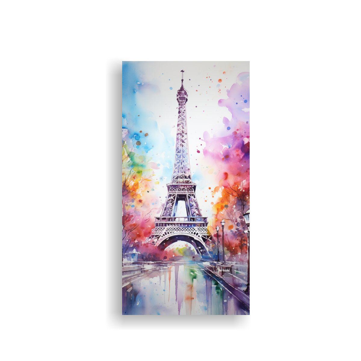 Cuadro Acuarela Vanguardista De La Torre Eiffel, 50x100cm-0