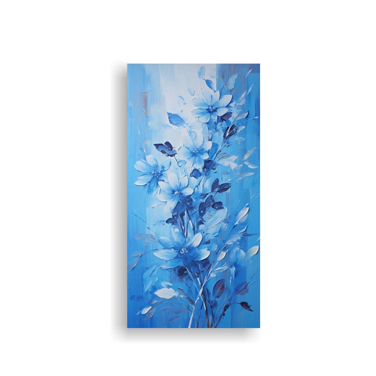 Pintura En Lienzo De Girasoles Azules Estilo 30x60cm-0