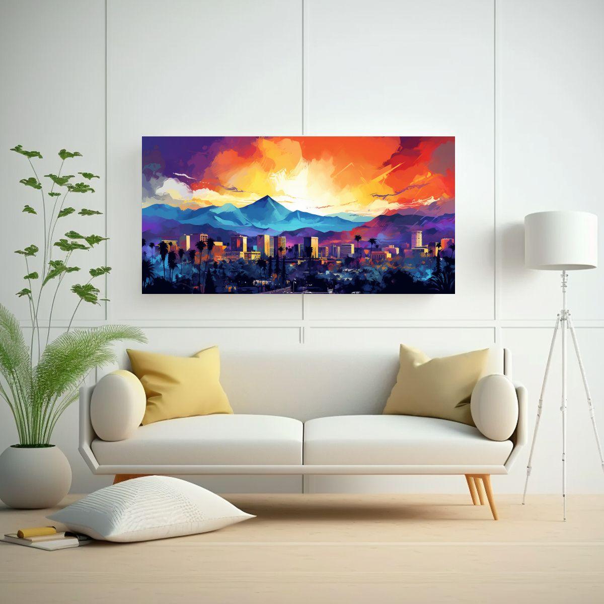 Cuadro Decorativo Colorido Santiago Chile Tonos 100x50cm-2