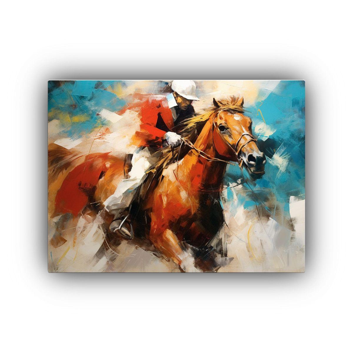 Cuadro Decorativo De Caballo Ganador En Carrera Surrealista  50x40cm-0