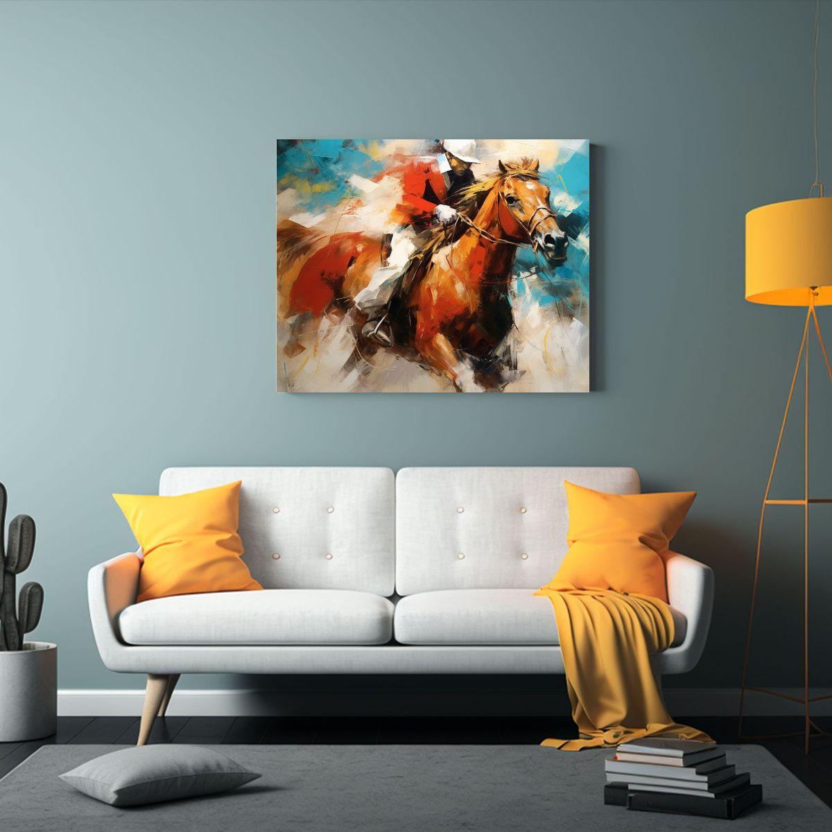 Cuadro Decorativo De Caballo Ganador En Carrera Surrealista  50x40cm-2