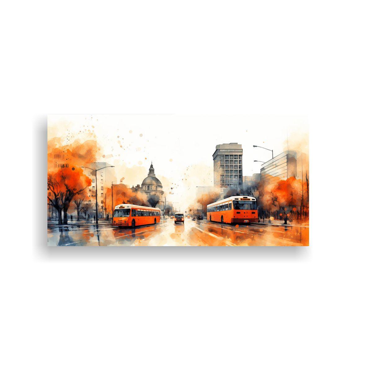 Pintura Acuarela Reflejo De Santiago Chile En Lien 60x30cm-0