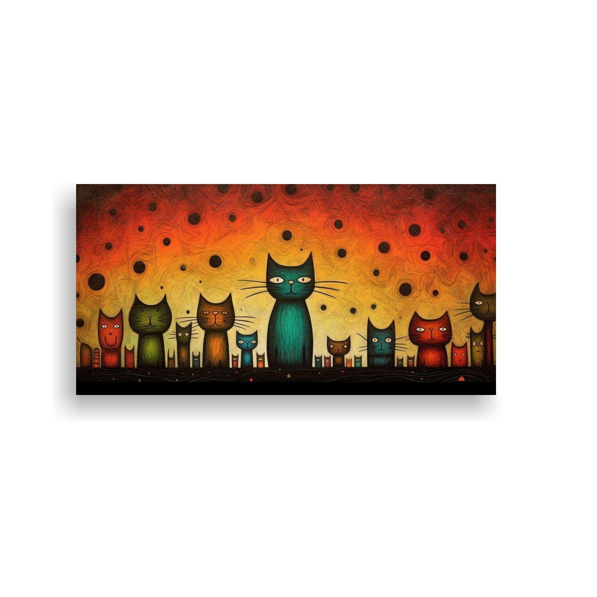 Cuadro Decorativo Para Cocina Gatos Familiares En 60x30cm-0