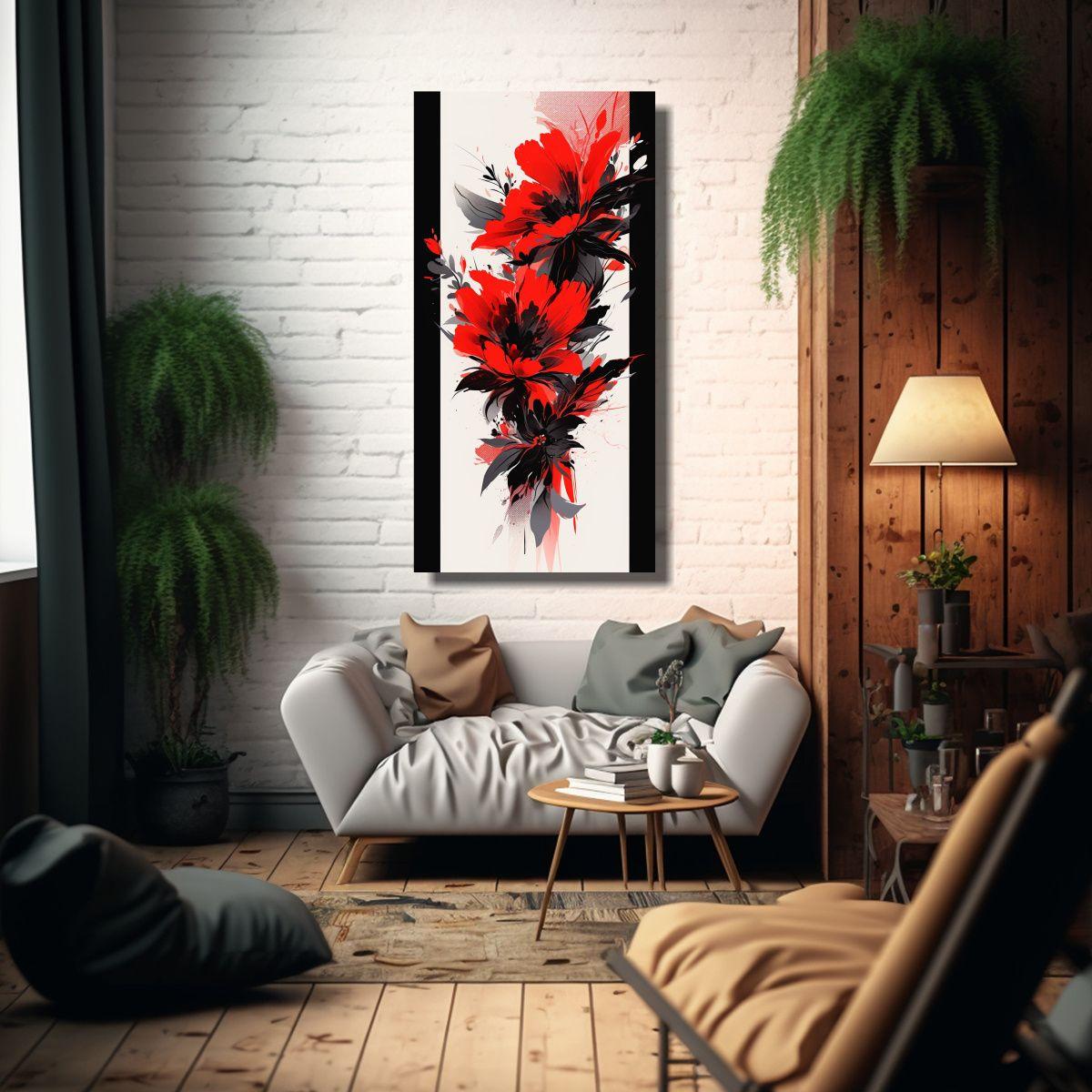 Cuadro De Diseño: Atmosfera Neonoir Rojo Y Negro 70x140cm-2