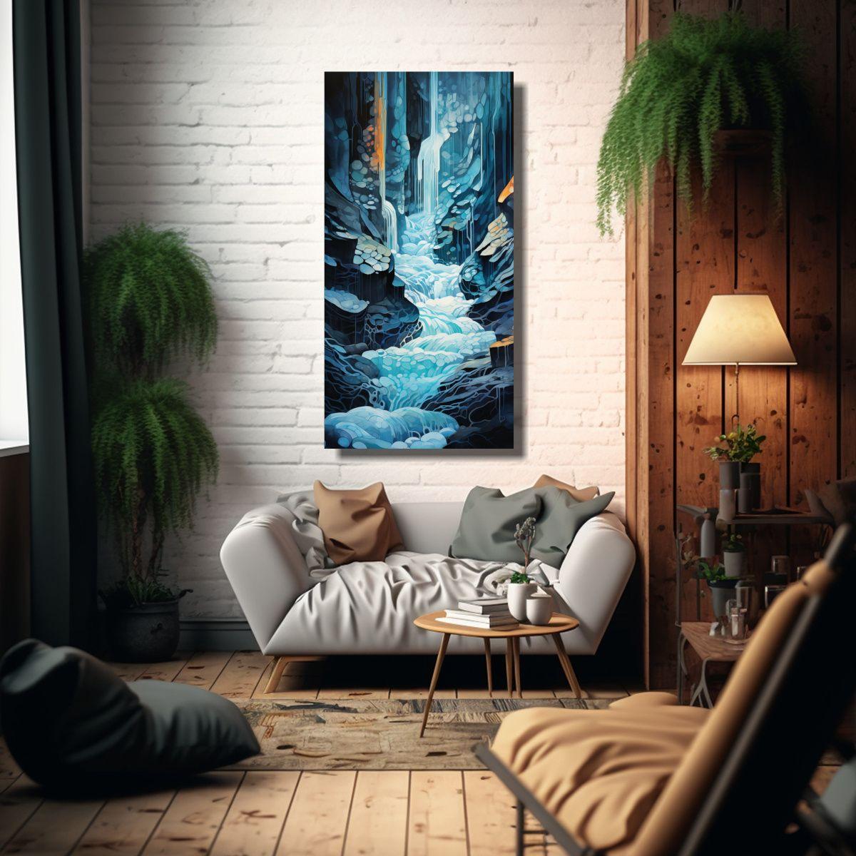 Cuadro Espectacular Reflejo De Una Cascada 30x60cm-2
