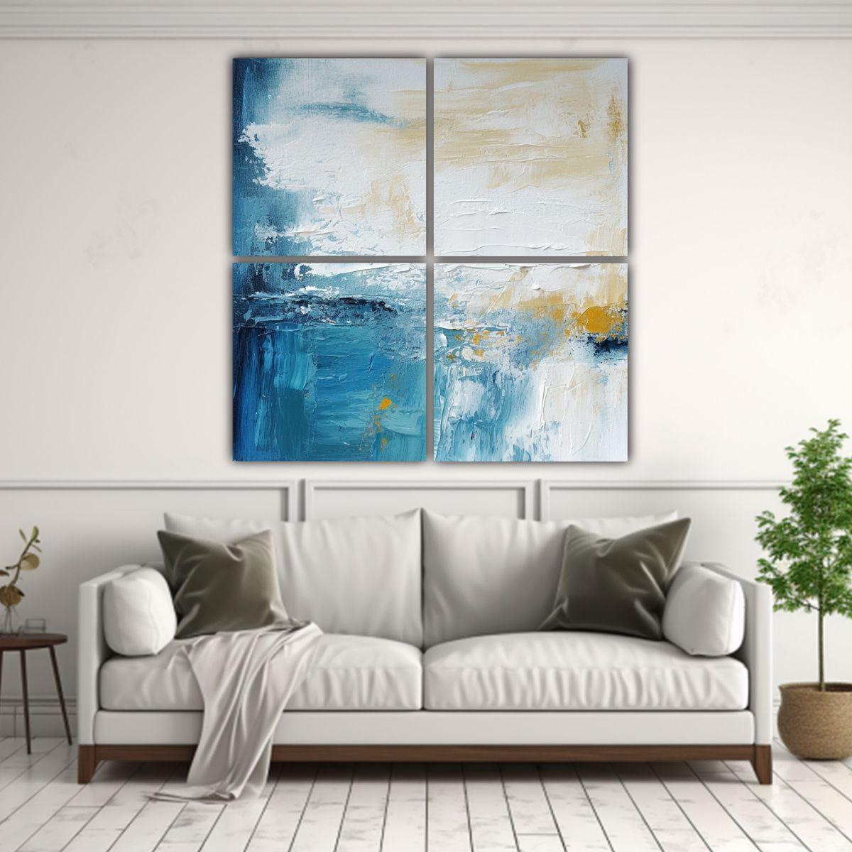 Cuatro Lienzos De Tela Modernos, Reflejo De 60x60 Cm-2