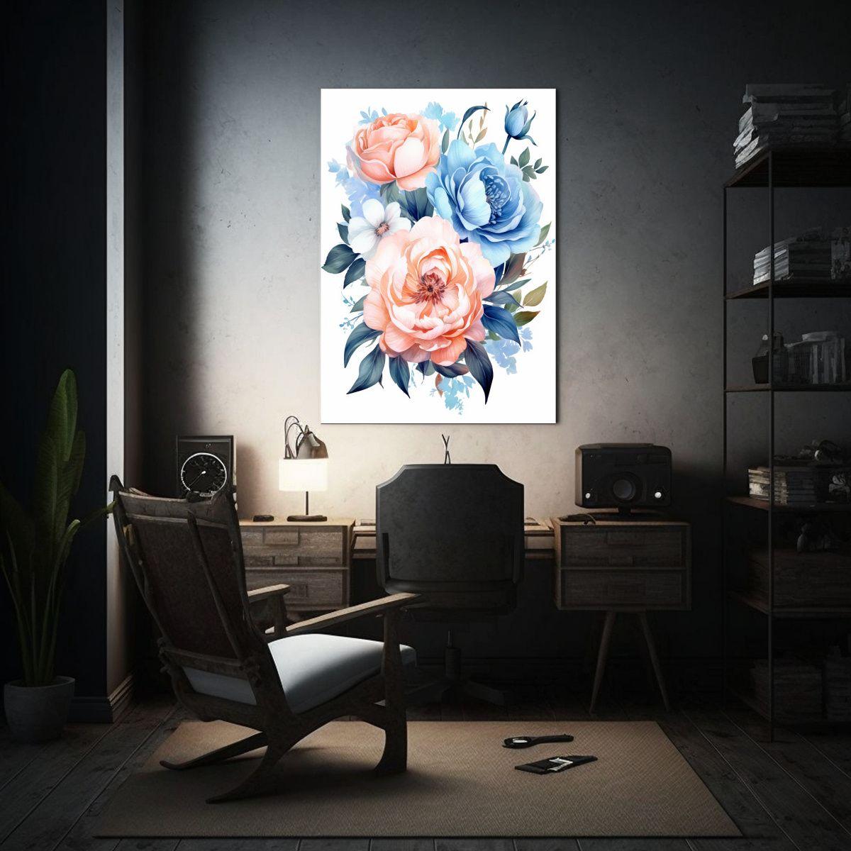 Pintura Lienzo Diseño Intensidad Peonía Azul 50x75cm-2