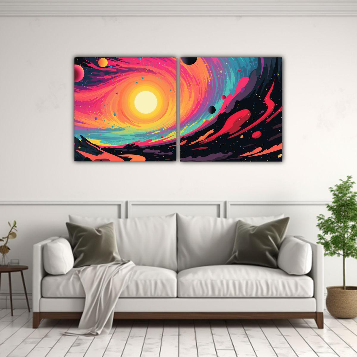 Set 2 Lienzos De Tela Conceptual Brillante Estilo 160x80 Cm-2