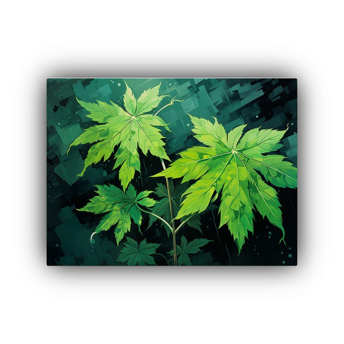 Pintura De Hojas De Arce En Tonos Verdes Para Decoración Ne 40x30cm-0