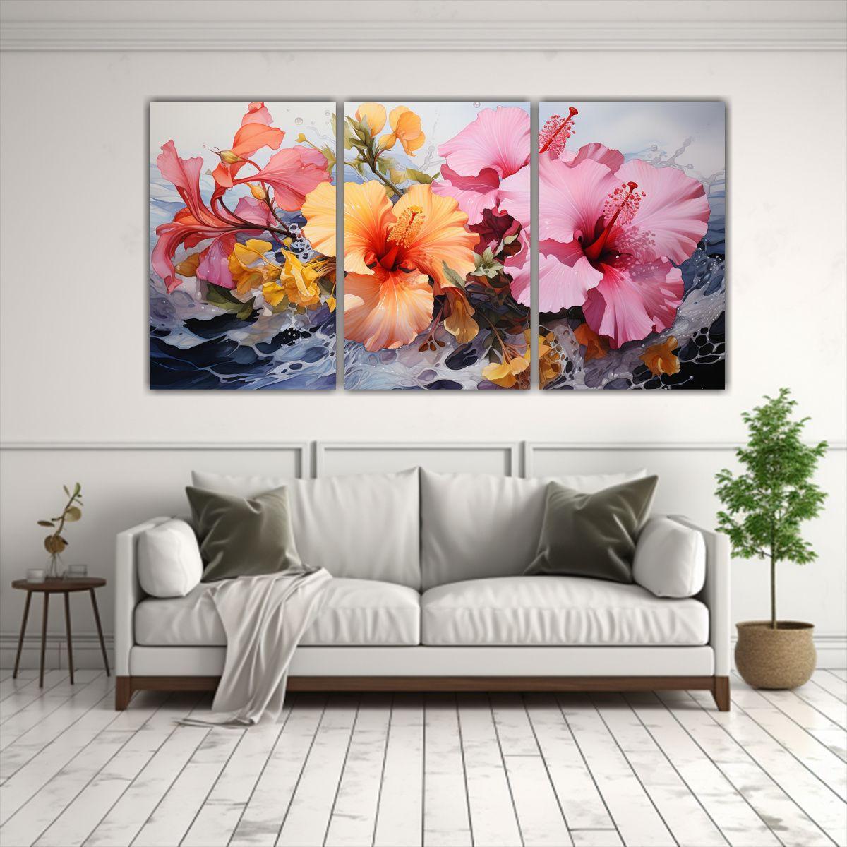 Set De 3 Telas En Bastidor Movimiento Perspectiva 180x90 Cm-2