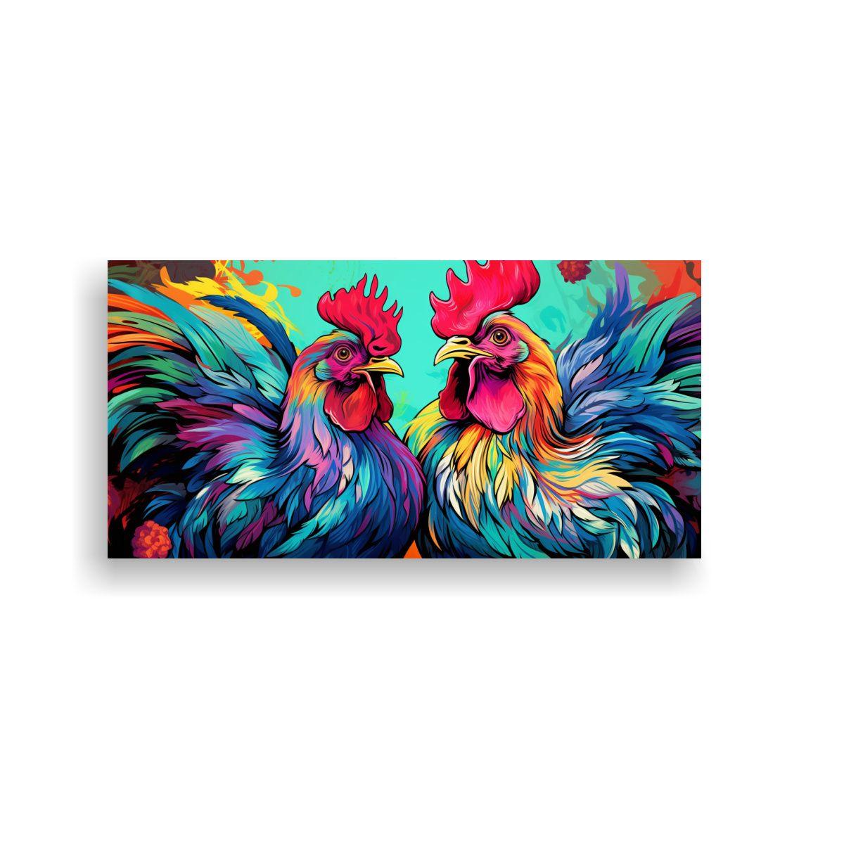 Pinturas Decorativas De Gallinas Y Gallos En Color 80x40cm-0
