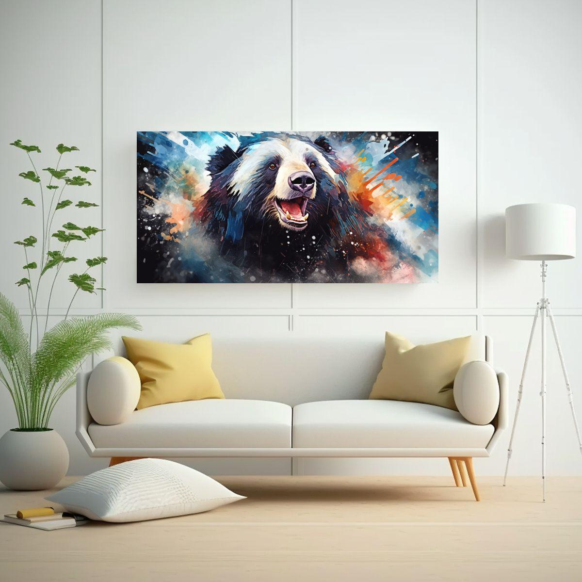 Cuadro Decorativo Estilo Acuarela De Un Oso 100x50cm-2