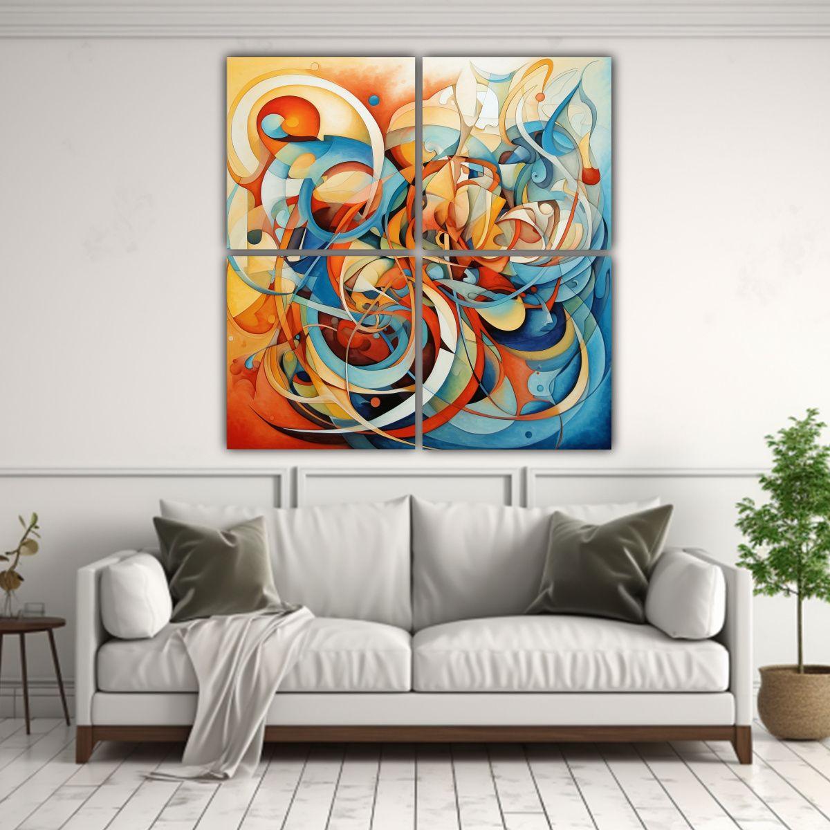 Cuadros Abstractos De Relaciones En Dormitorio De 120x120 Cm-2