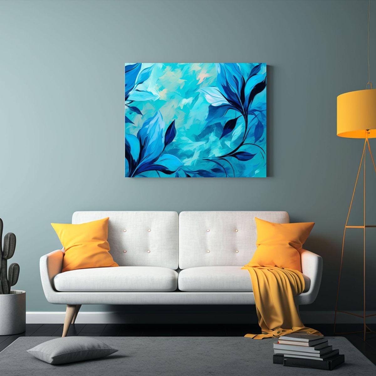 Pintura Clásica: Cuadro Hermoso En Turquesa Y Azul, Atmósf 65x50cm-2