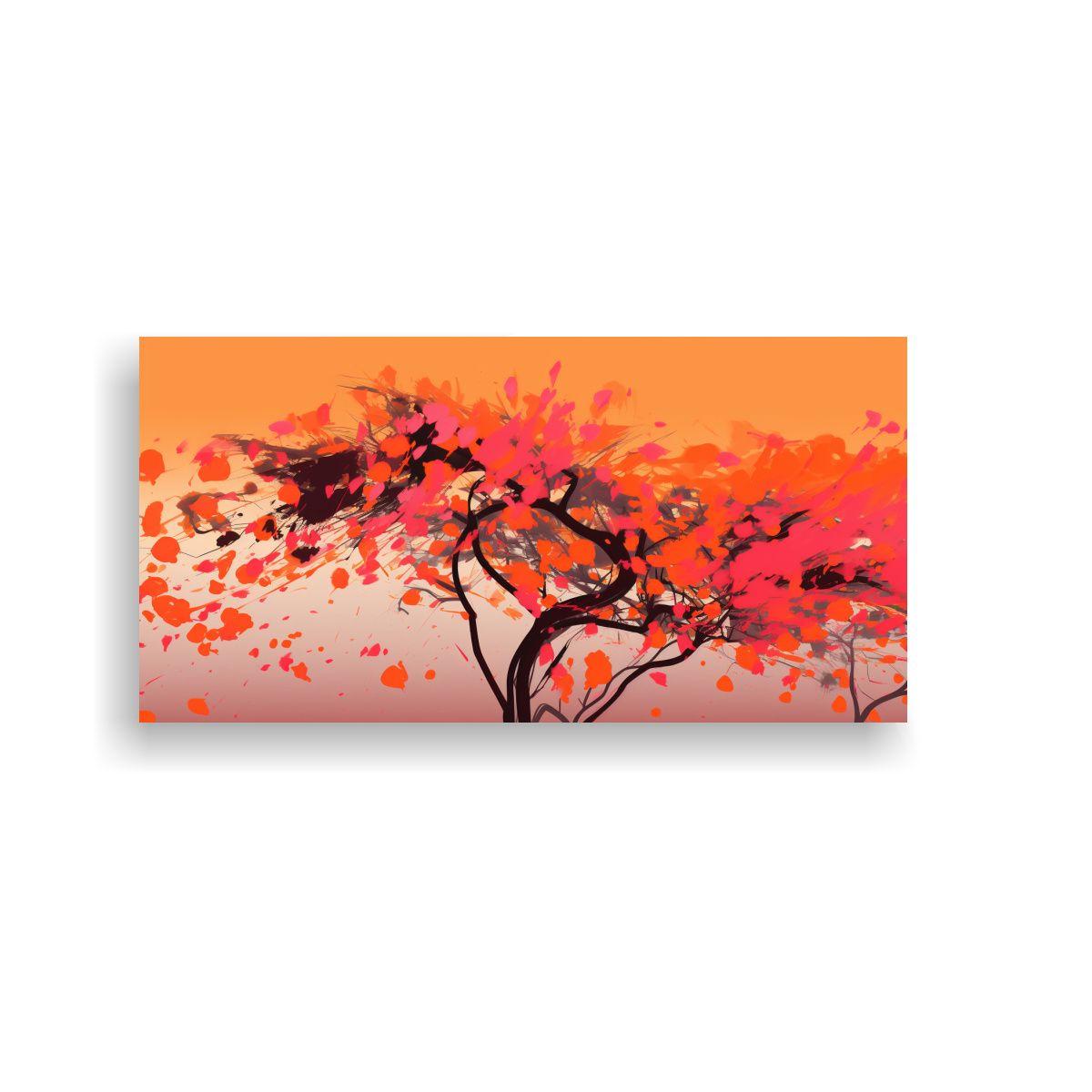 Cuadro Abstracto Árbol De Acacia En Tonos Naranja 60x30cm-0