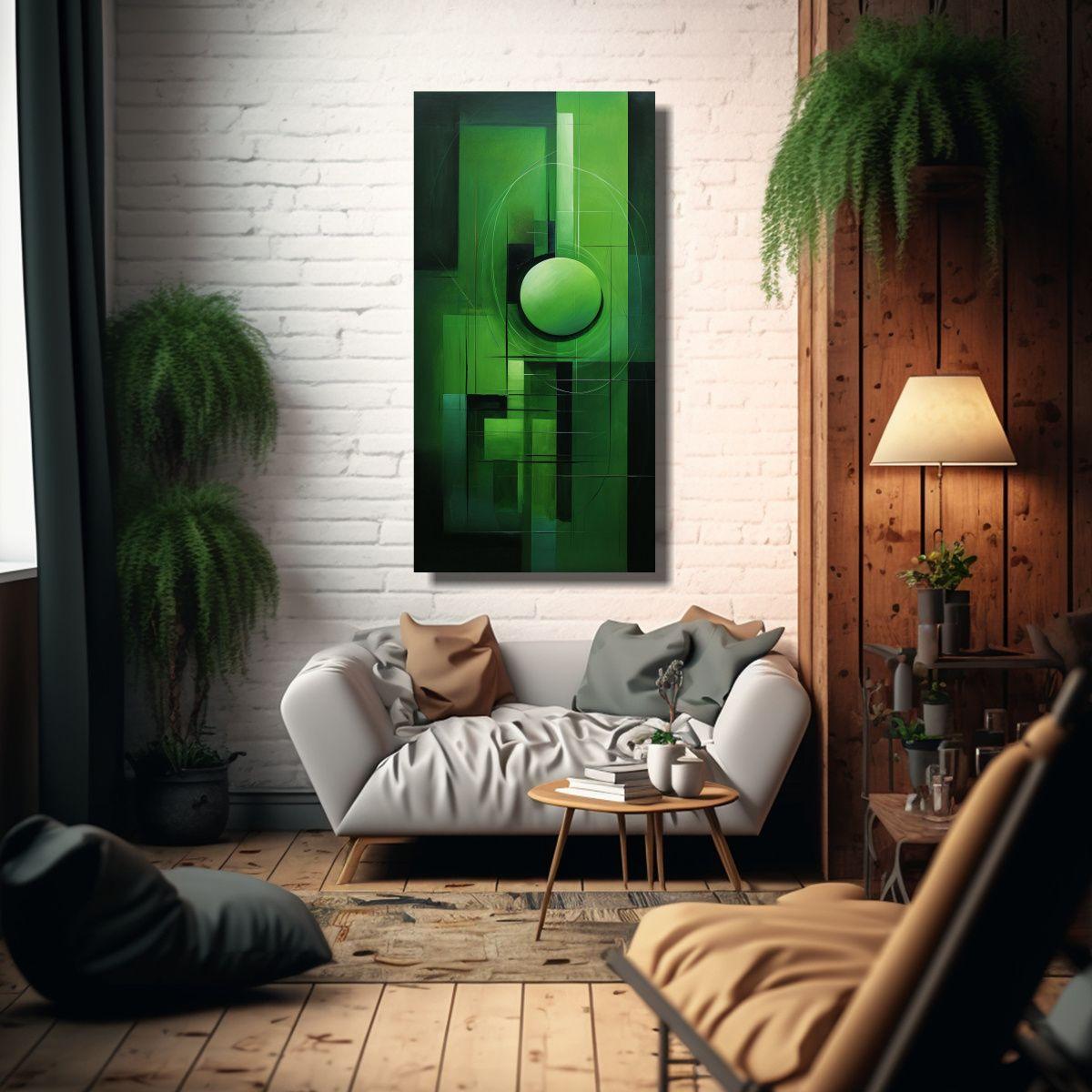 Pintura Abstracta única En Verde 20x40cm-2