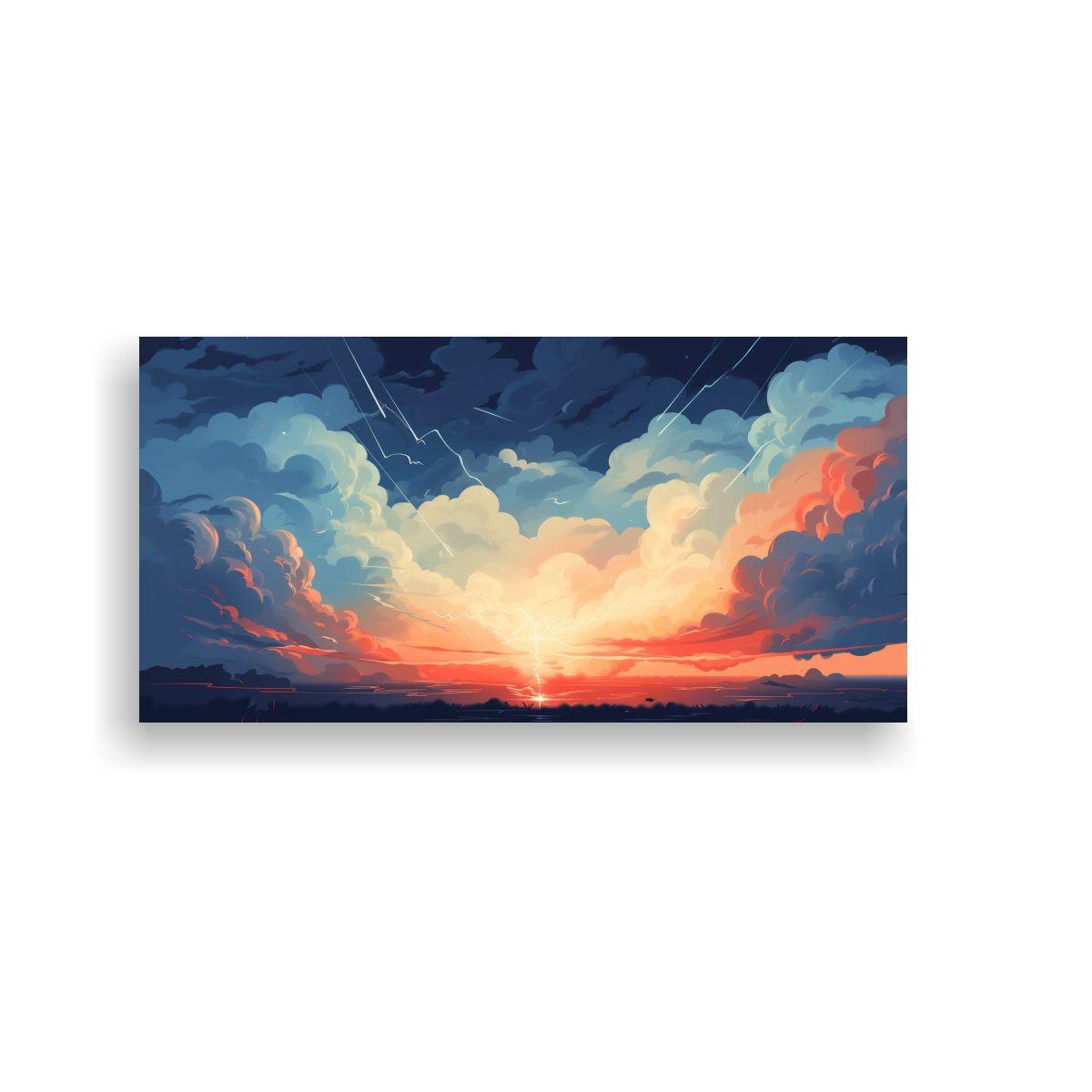 Lienzo Moderno Tormenta Iluminada Colores 60x30cm-0