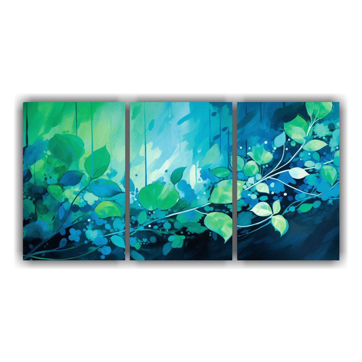 Conjunto 3 Composiciones Modernas Coloridas Verde 150x75 Cm-0