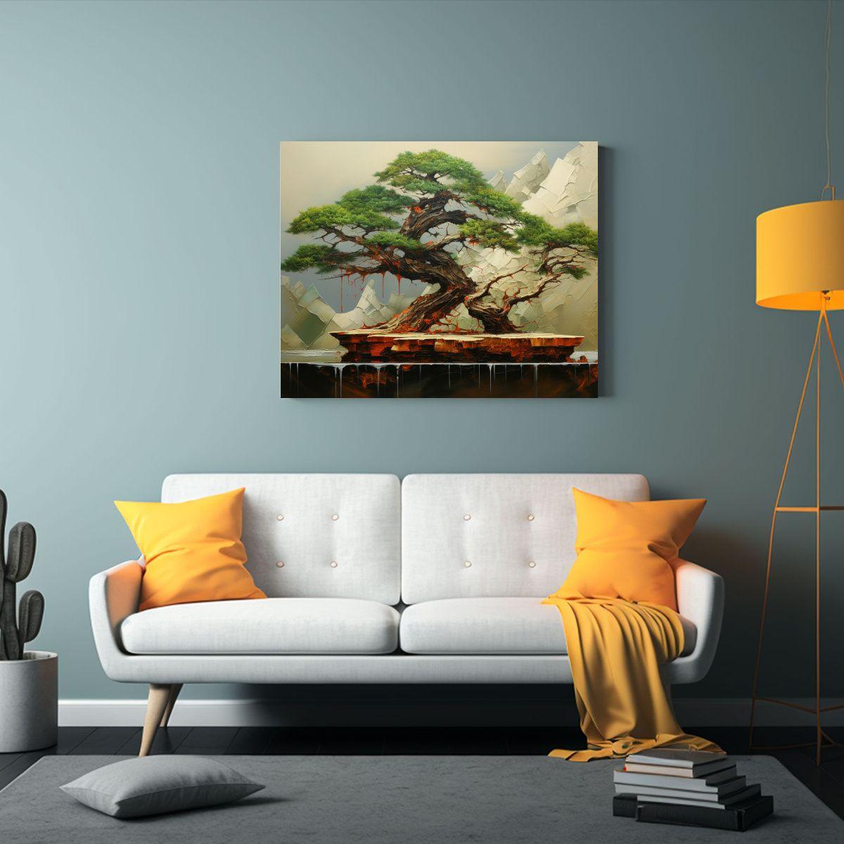 Cuadro De Bonsái Abstracto Multicolor Arte 90x60cm-2
