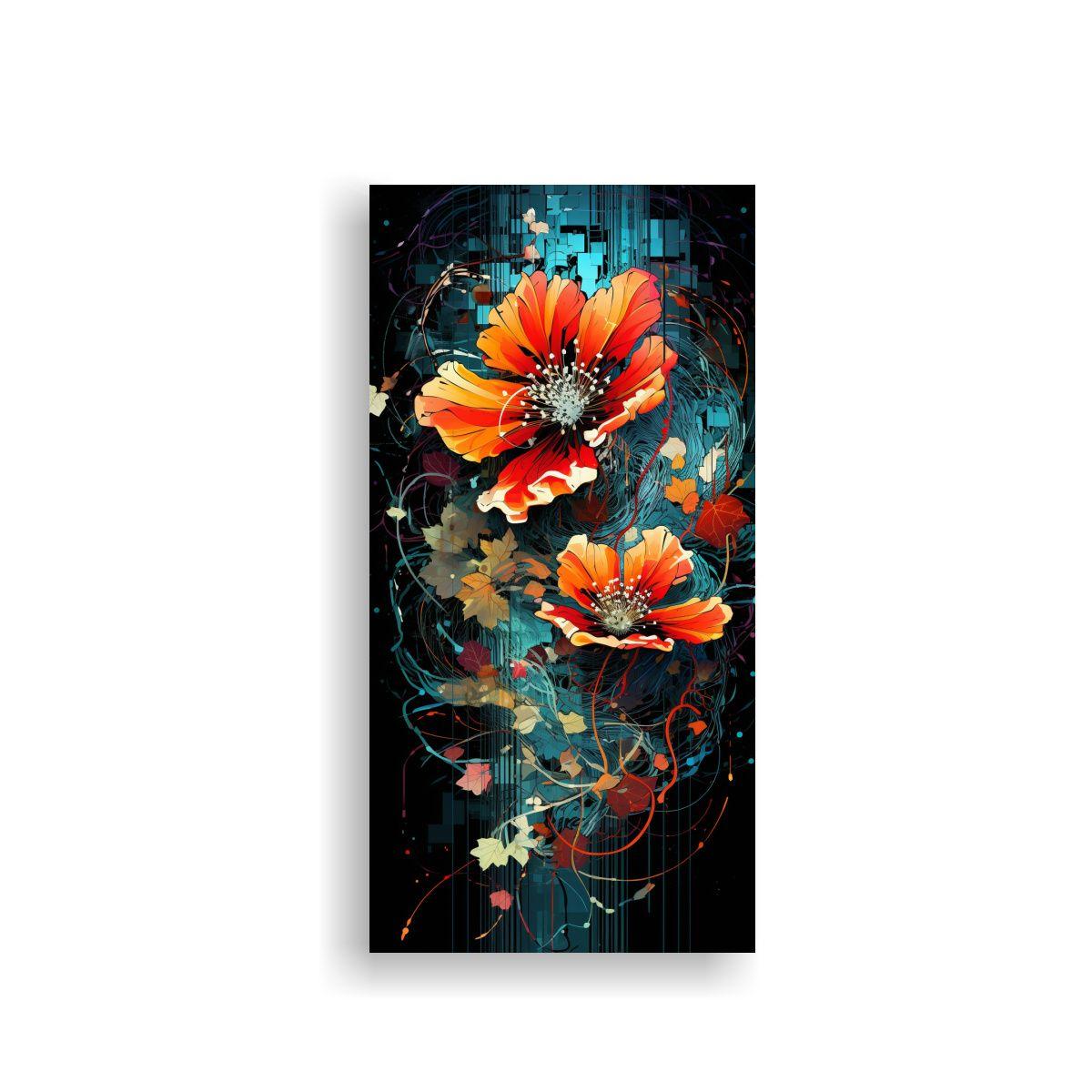 Cuadro Abstracto Fusión Tecnología Y Naturaleza 30x60cm-0