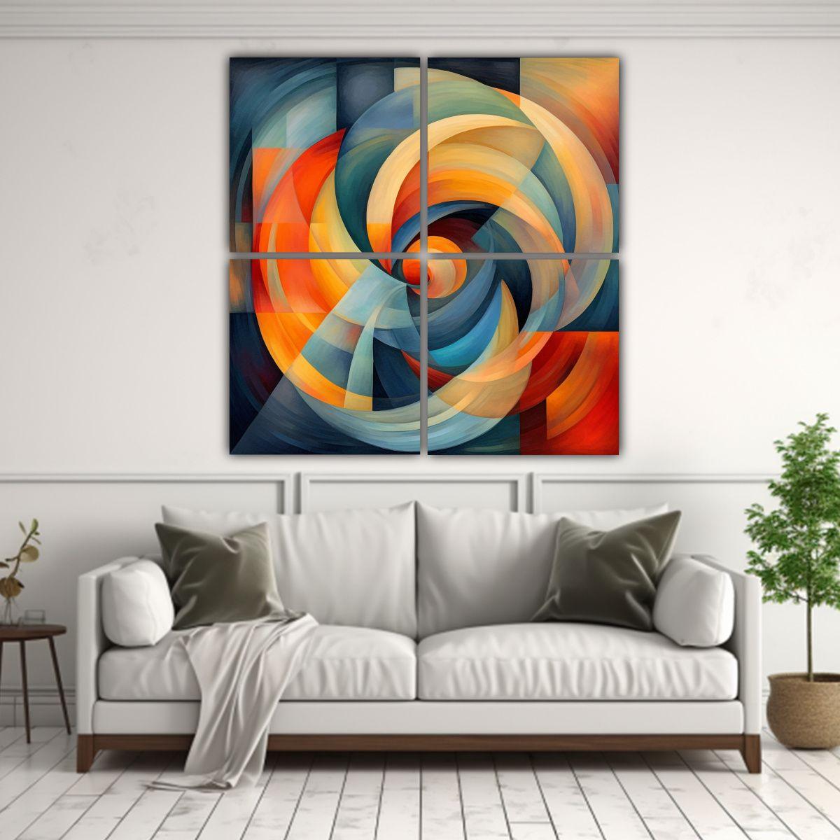 Cuadro De Tela Abstracto Armónico De Sonidos 80x80 Cm-2
