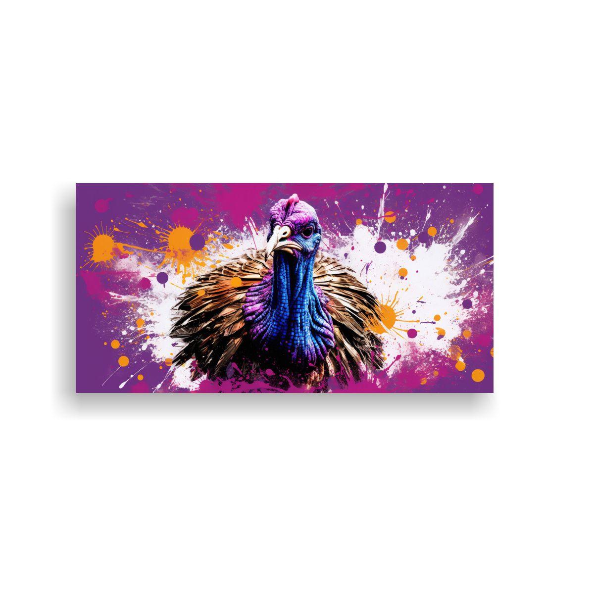 Cuadro Tela Canvas Luminosa Pavos Turcos Morados 140x70cm-0