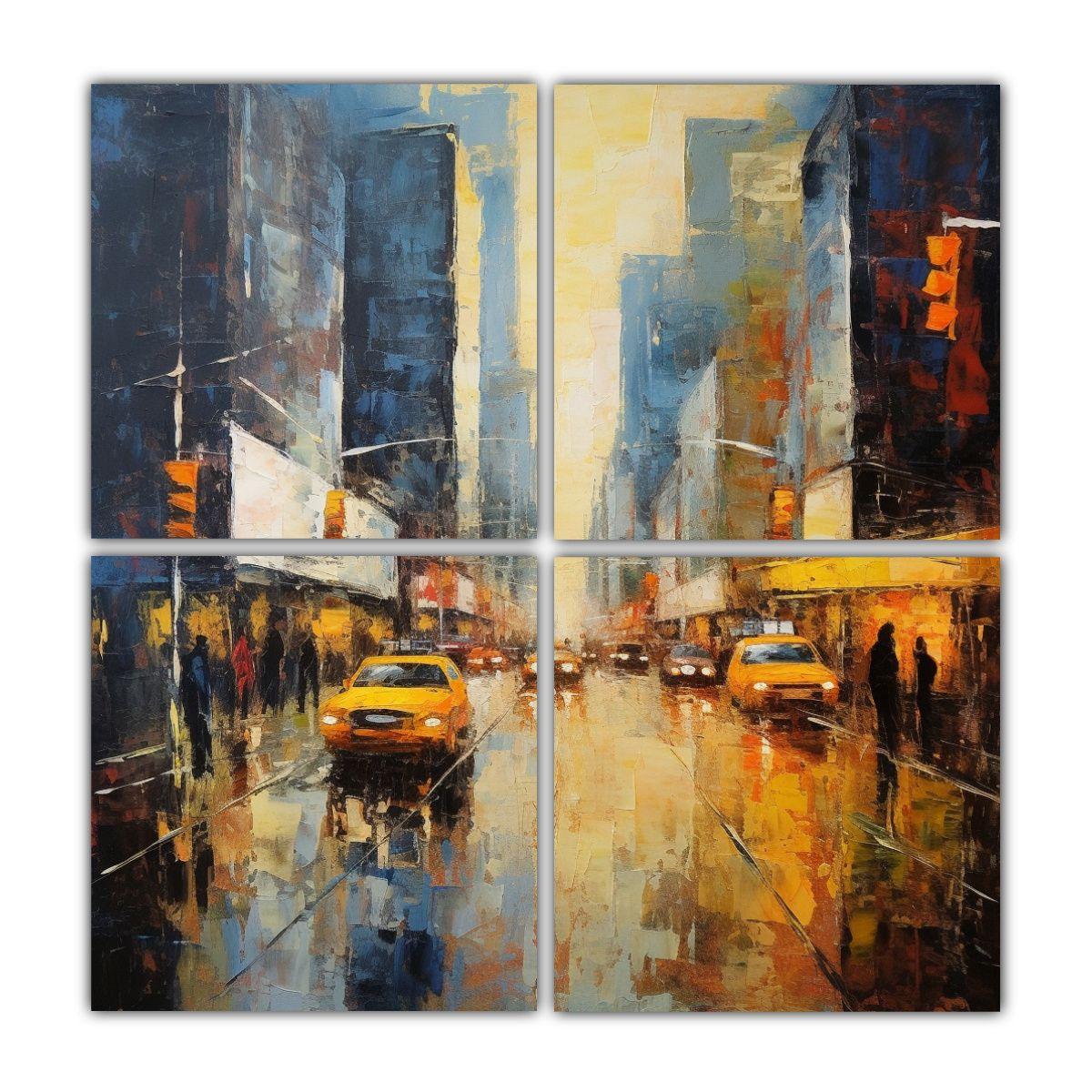 Cuatro Lienzos Inspiración Vida Pintura Al óleo 180x180 Cm-0