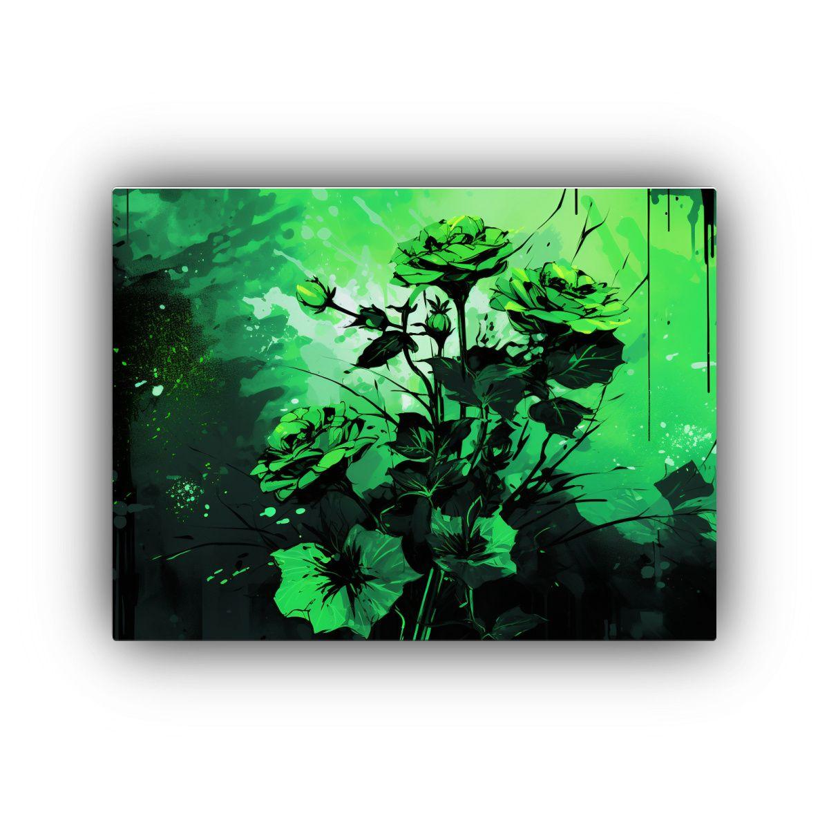 Cuadro Tela Diseño Visión Verde Y Negro 45x30cm-0