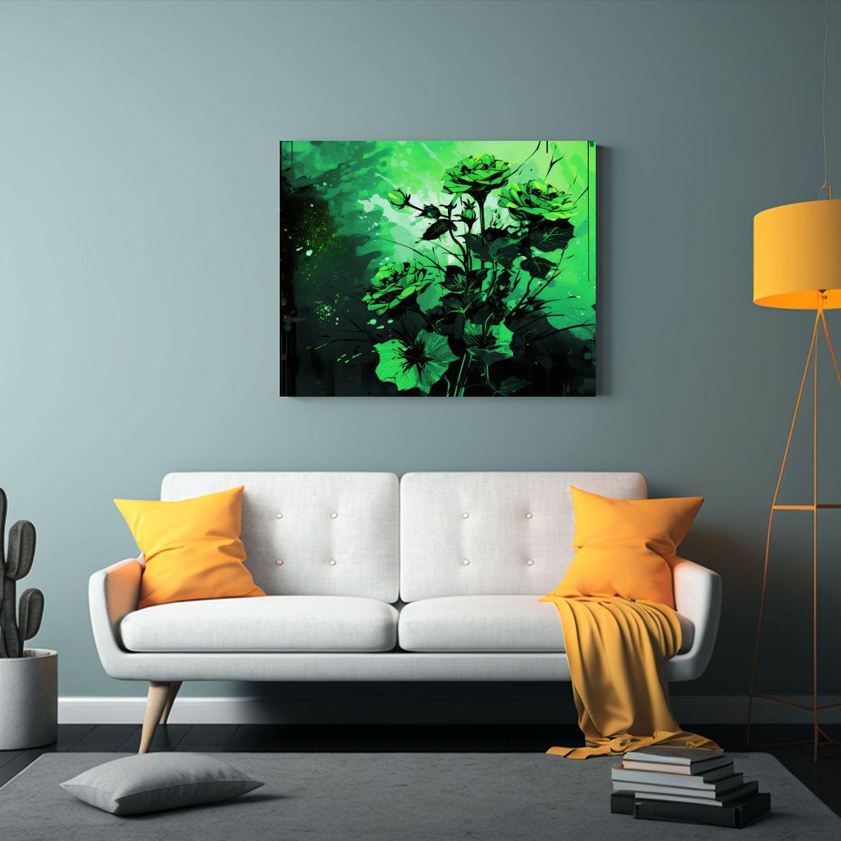 Cuadro Tela Diseño Visión Verde Y Negro 45x30cm-2