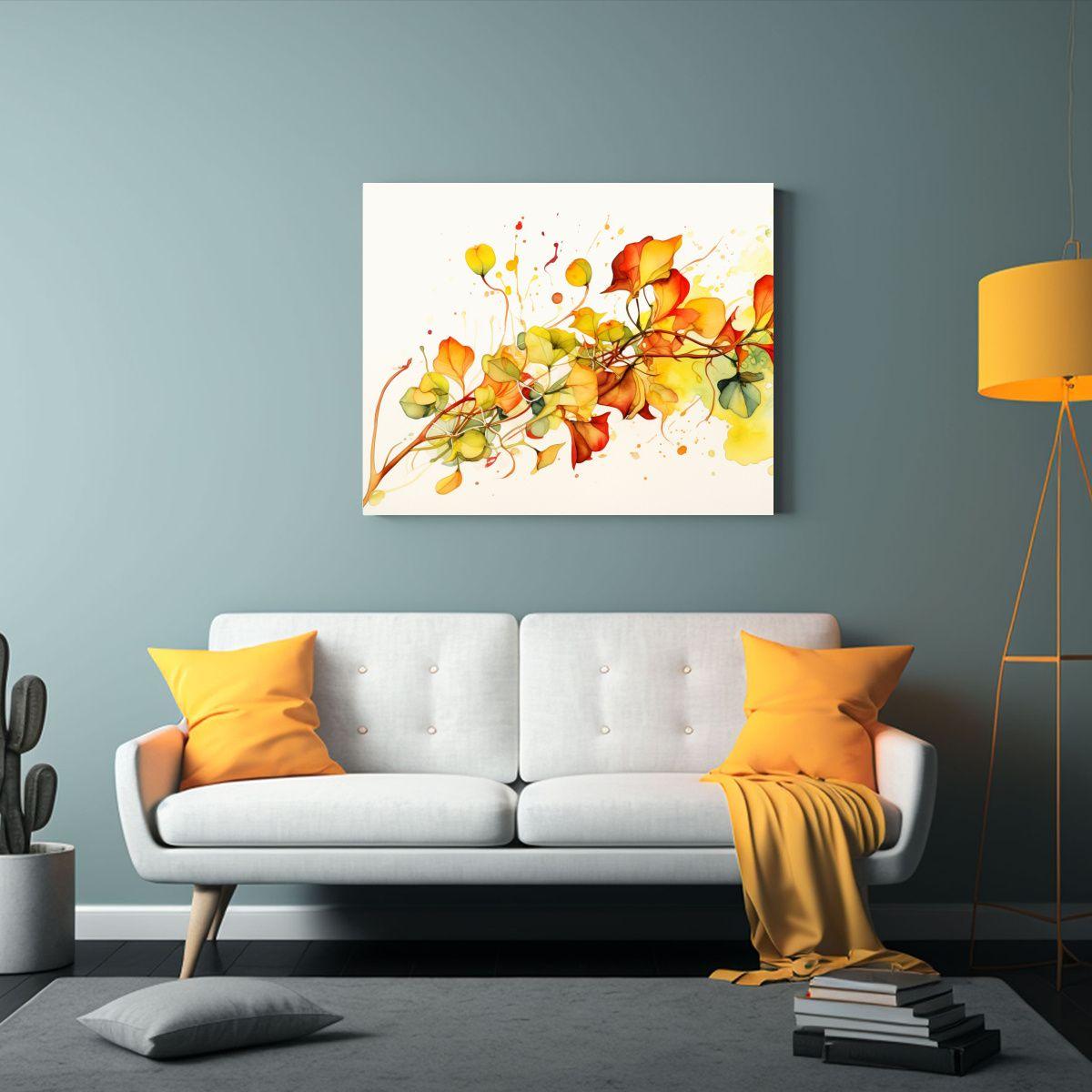 Regalo: Tela En Bastidor Estampada Flores De Tilos Amarillo  65x50cm-2