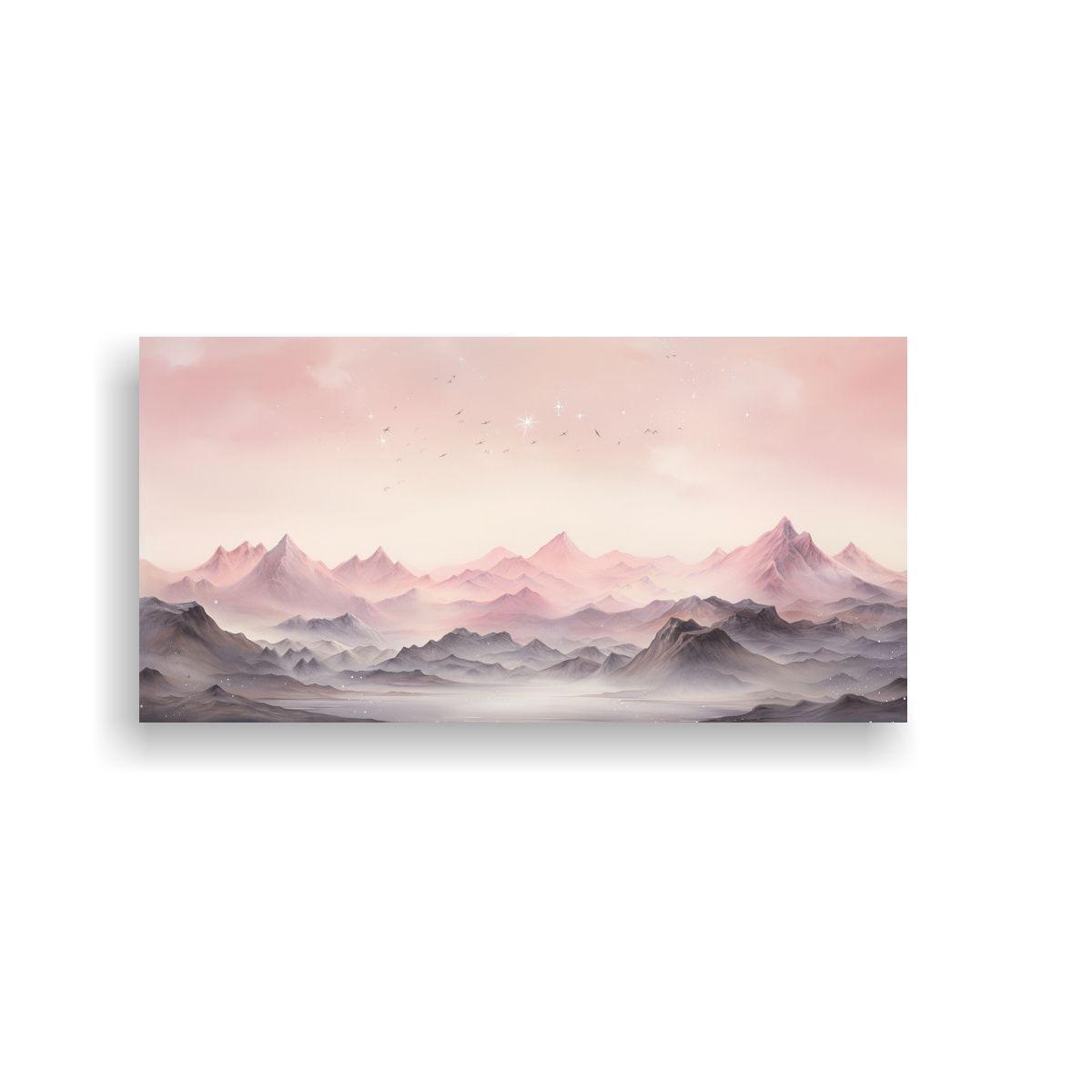 Cuadro Tela Paisaje Montaña Elegante Estilo 80x40cm-0