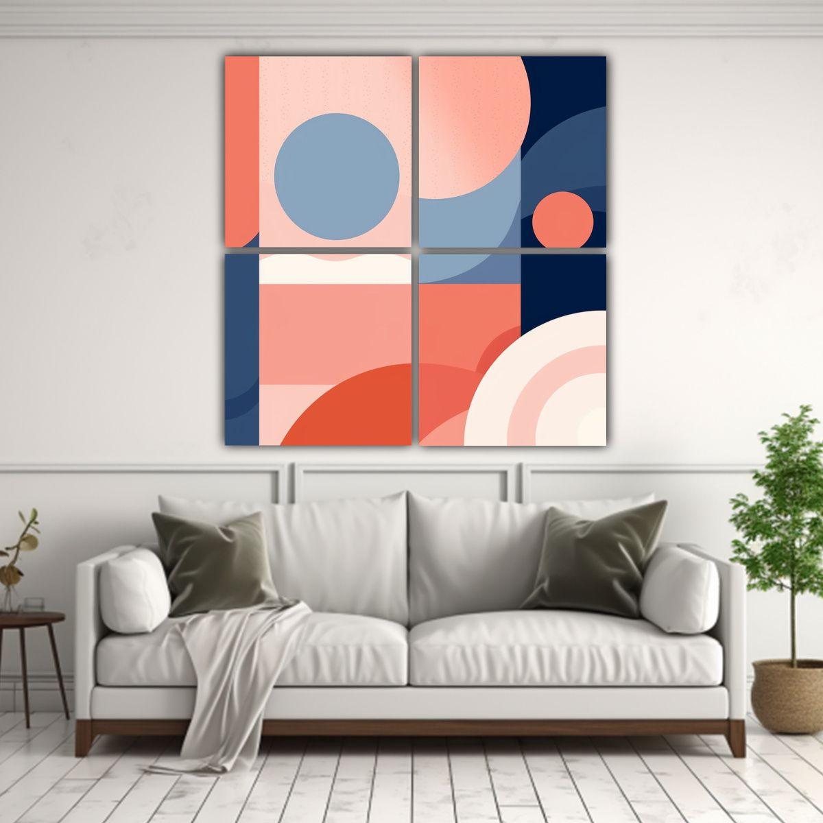 Cuadro Vintage Resistente En 3 Colores Abstractos 180x180 Cm-2