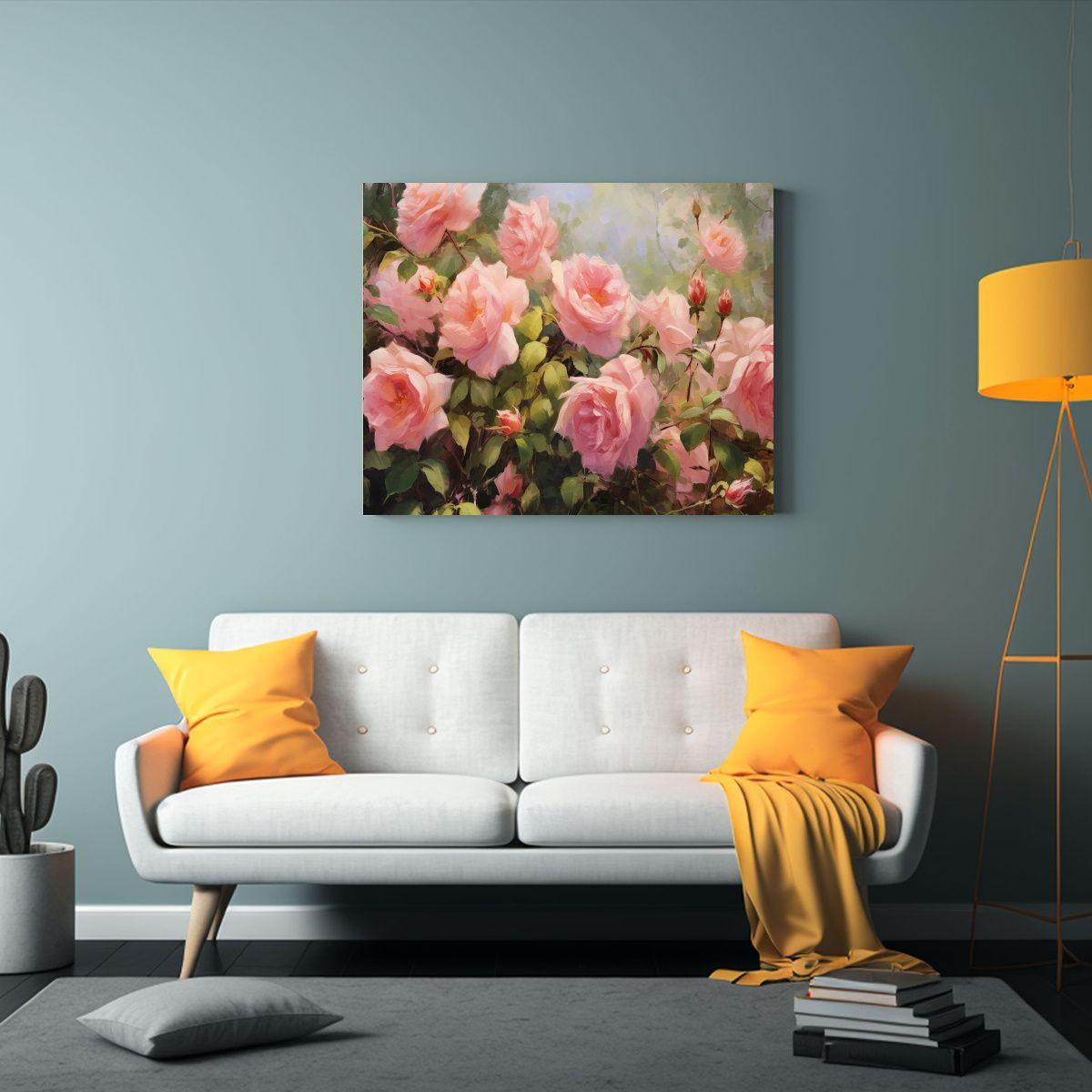 Pinturas Decorativas De Lienzo Con Tonos Rosados Vintage En  75x50cm-2