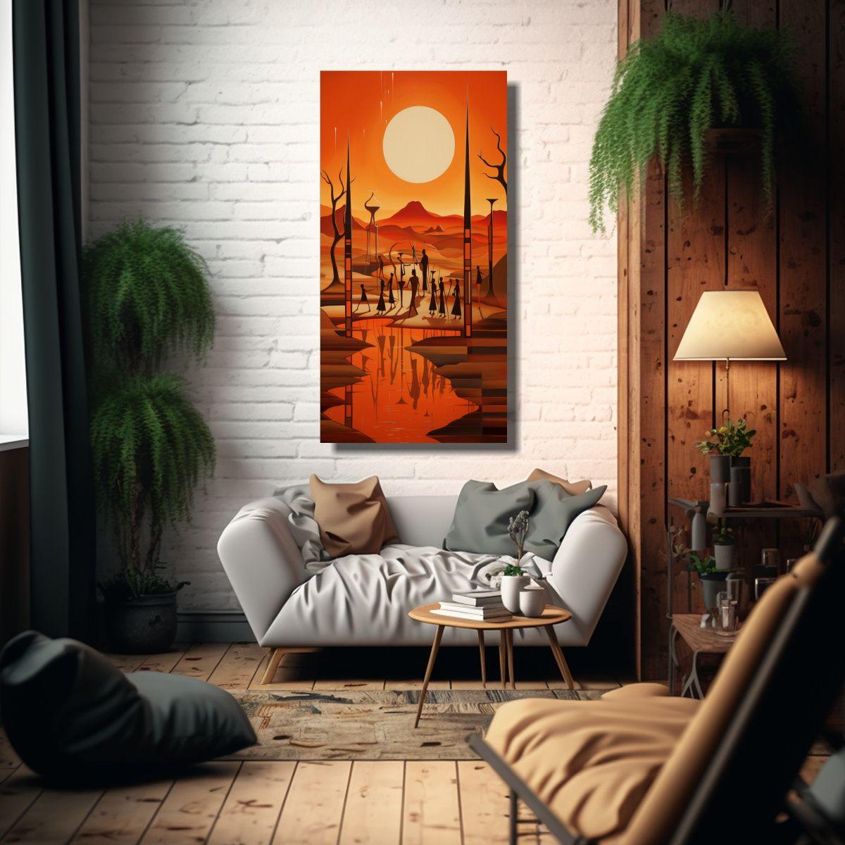 Pintura Abstracta De Una Antigua Representación 40x80cm-2