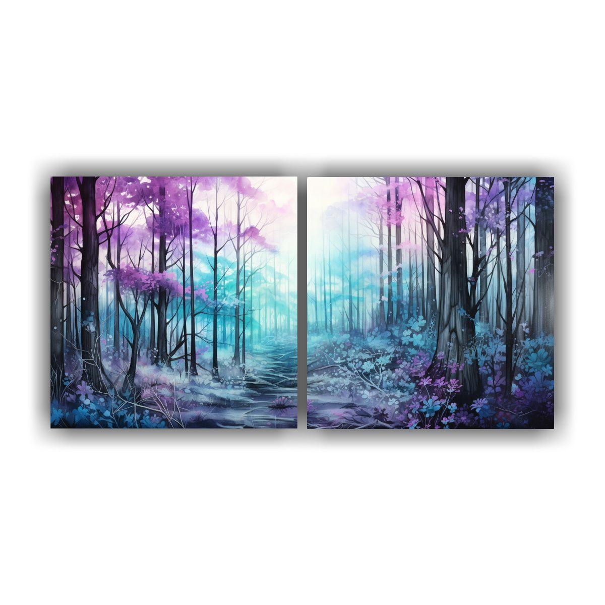 Cuadro Moderno Paisaje De Bosque En Colores 100x50 Cm-0