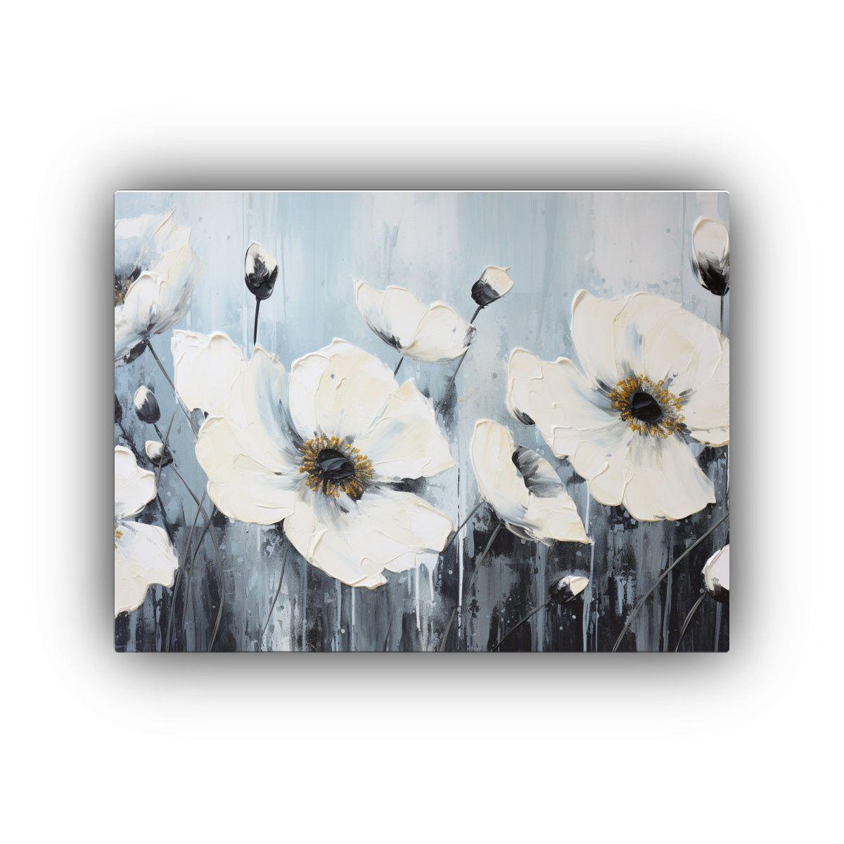 Pintura Inspiradora De Flores En Colores Blanco Y Negro En L 45x30cm-0